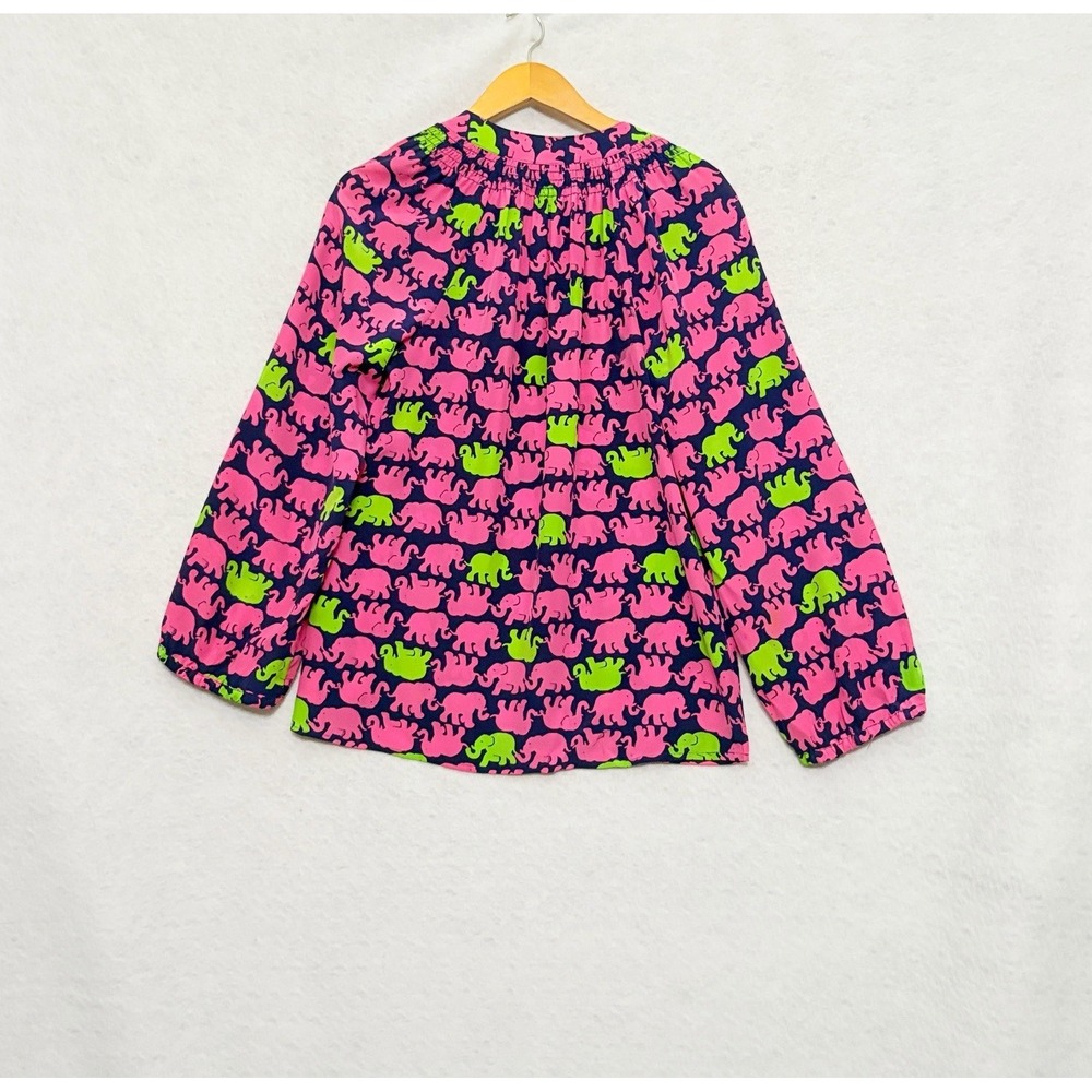 LILLY PULITZER Elsa Top 100% Silk Elephant Print Colorful Artsy Size Small *Flaw - Picture 2 of 8